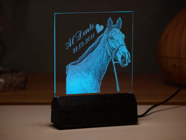 536 Acrylaufsteller Pferd 160 mm Sockel Blau